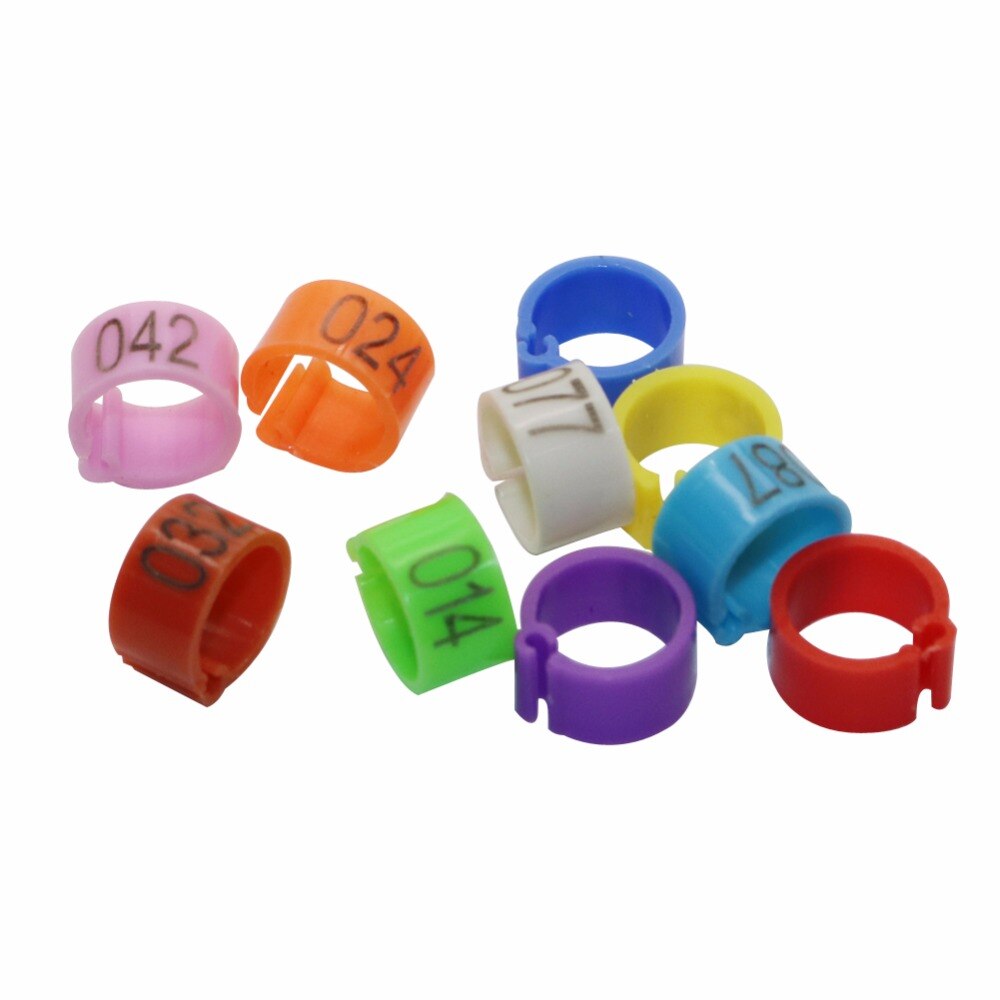 1000 stk kæledyrsartikler fugleclipsring 8mm digitale plastik-papegøjeduer 10 farver mærkningsring nr . .1-100