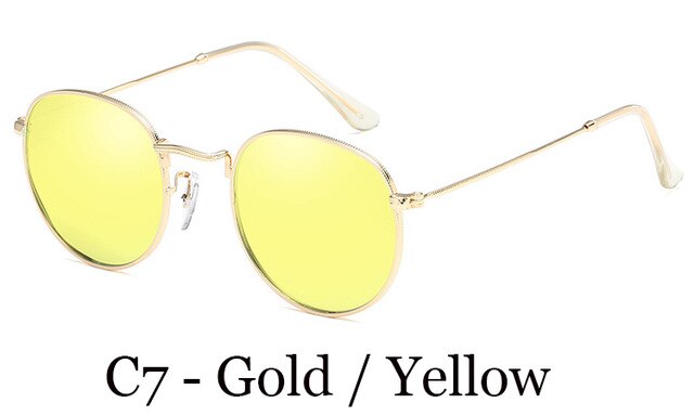 Lvvkee metalliset retro pyöreät aurinkolasit naisten klassiset hd polarisoidut aurinkolasit miehille ajo oculos de sol naaras: C7