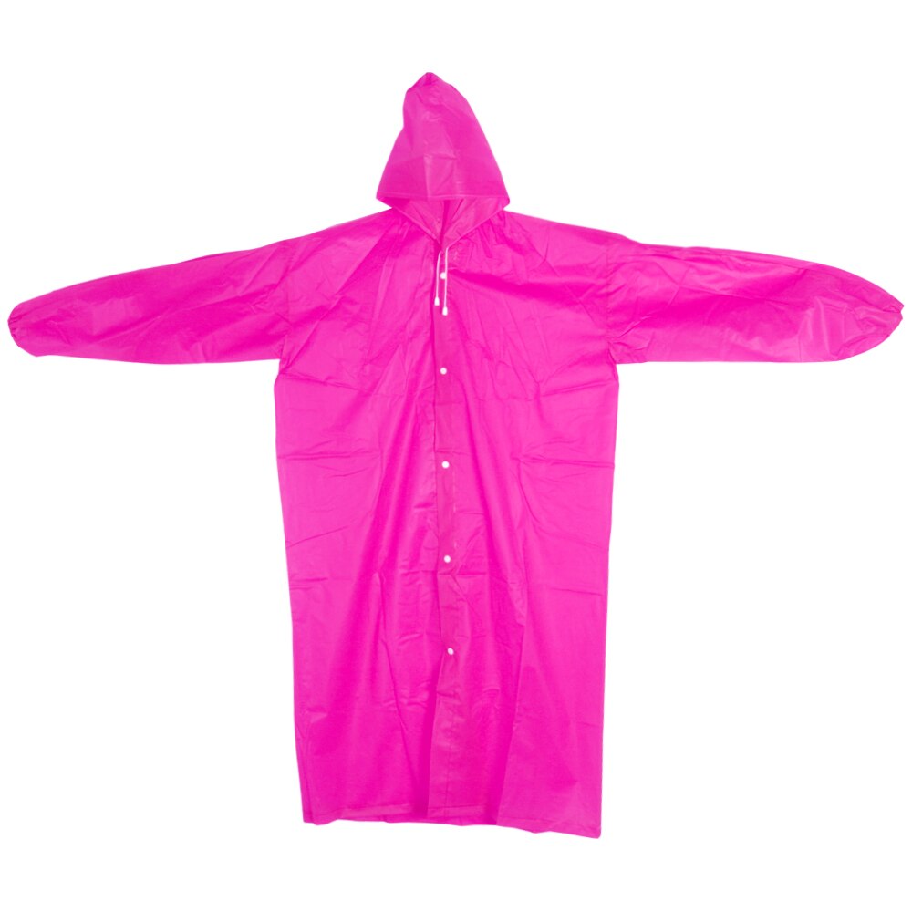 Hilife regnslag hætte ponchos regntøj elastiske manchetter eva gennemsigtig vandtæt regnfrakke kvinder mænd udendørs rejser camping: Lyserød