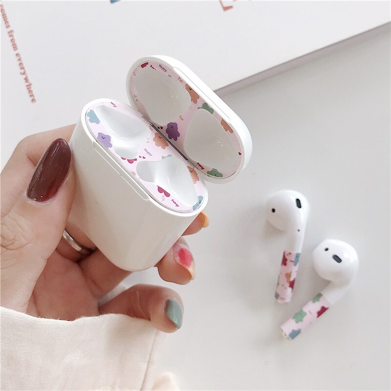 Del fumetto Della Polvere Carino Guard Set per Airpods di Protezione Auricolare Pellicola Della protezione Della Pelle Sticker per Airpods Caricatore Auricolare Scatola a prova di Polvere decalcomanie: 14