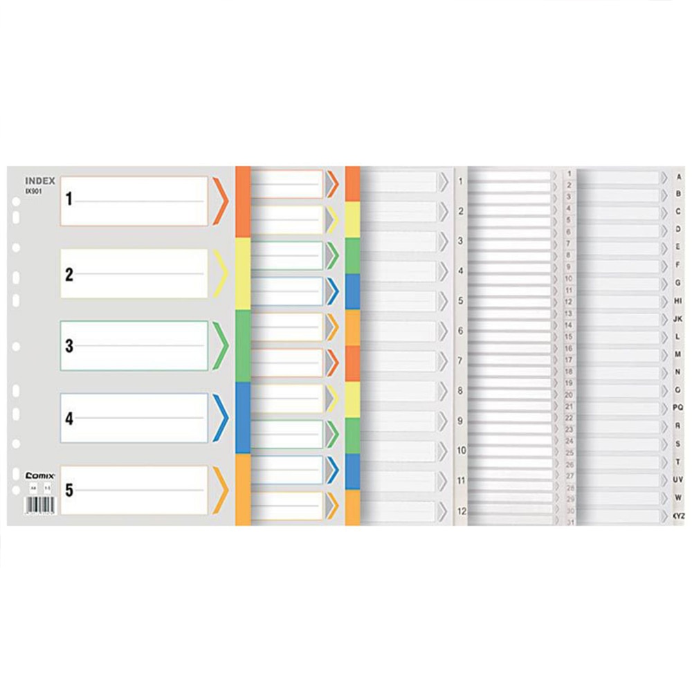 Index Sheets Premium File Dividers School Supplies A4 File Dividers Set A4 Subject Dividers Punched Colour Tabs