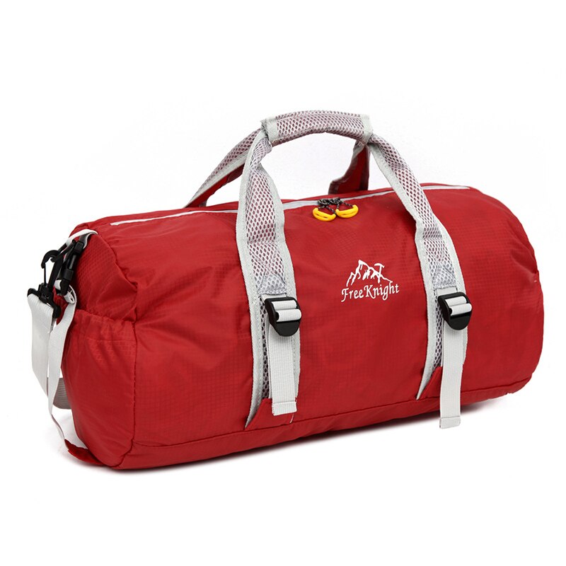 Udendørs vandtæt sports gym tasker nylon træningstaske ultralet foldbar fitness skuldertaske rejse håndtaske: Rød