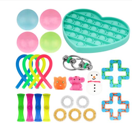 Figet Speelgoed Anti-Stress Speelgoed Set Stretchy Snaren Marmeren Reliëf Volwassenen Meisje Kinderen Zintuiglijke Antistress Relief Fidget Speelgoed: 3