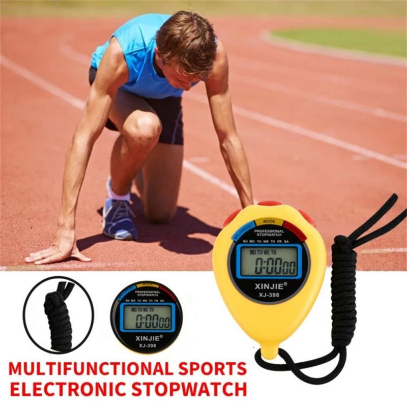 Digital Sport Stopwatch Timers Handheld Waterproof Chronograph Stopwatch LCD Timer Counter With Strap Kitchen Timer