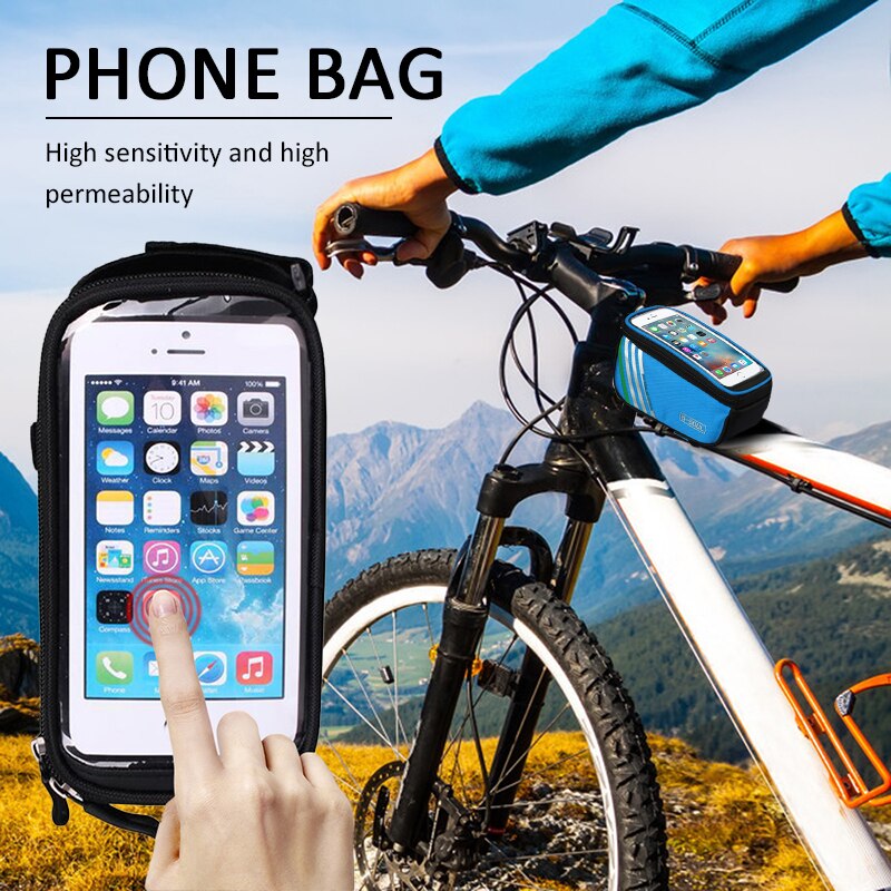 Fietsen Bike Bag 5.0 Touch Screen Tas Inch Waterdichte Mtb Road Fiets Frame Voor Tube Opslag Mobiele Telefoon Fiets tas