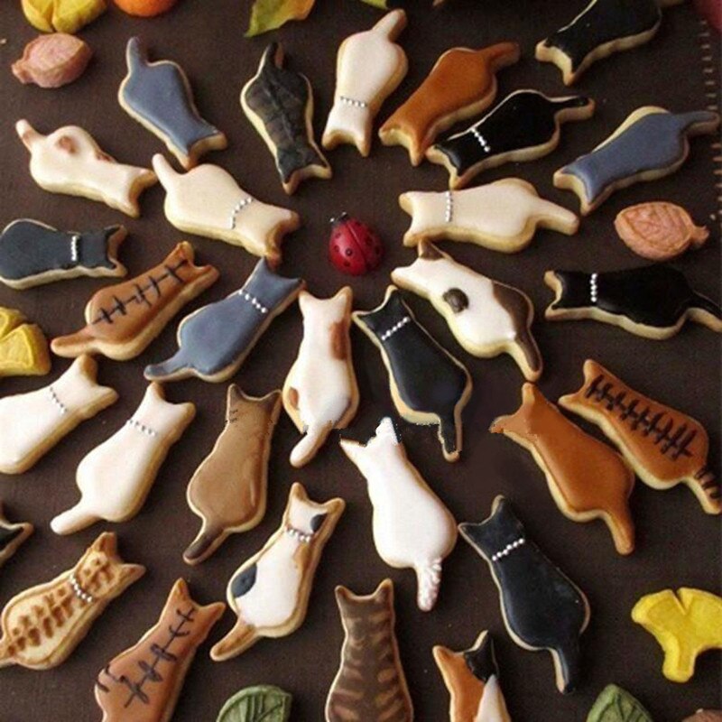 3pcs Kat Bakvormen Set Rvs Cookie Mold Biscuit Stempel Dessert Gereedschap Cake Decorating Pasta Franse Pers Gebruiksvoorwerpen