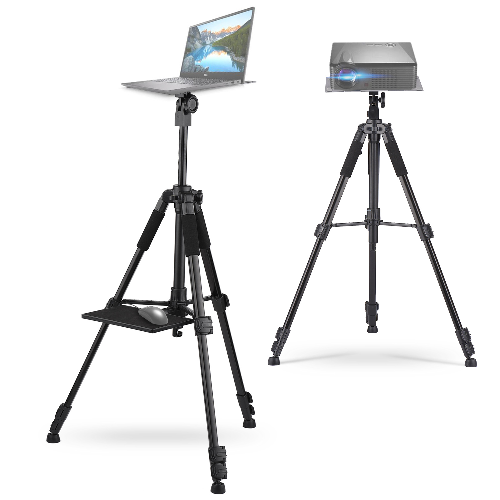 Andoer Projector Stand Tripod Portable Laptop Tripod Stand Adjustable Height 19.6 Inch to 58.6Inch w/ Plate for Projector Laptop