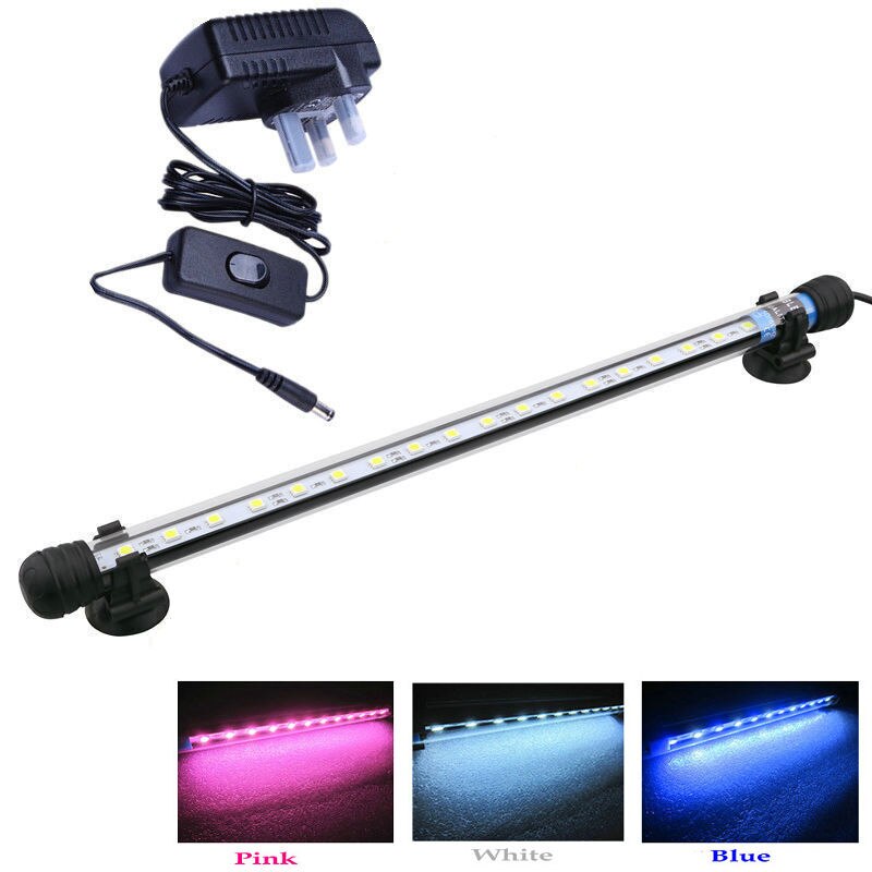 Aquarium Tropical Fish Tank IP68 Waterproof 5050SMD Led Light Bar Submersible strip lighting 18cm/28cm/38cm/48cm BLUE White Pink