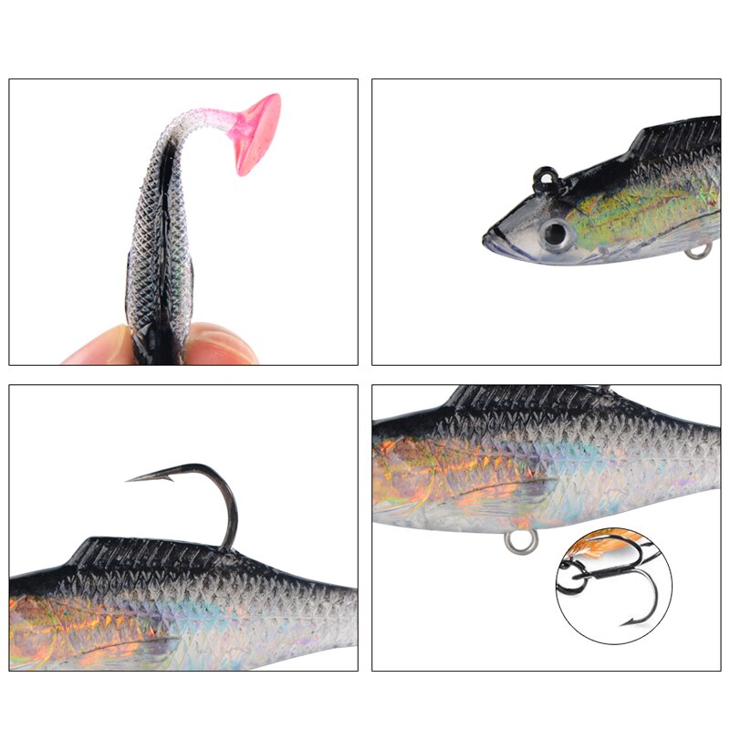 MEREDITH petit poisson DD 70mm 100mm leurres de pêche au plomb T queue leurres de pêche souples crochet unique Wobblers artificiels appâts de pêche