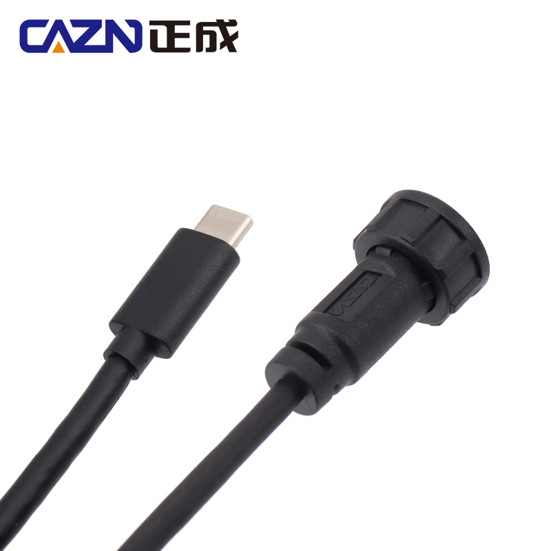 CAZN Waterproof USB C Type-C Cable Male to Male Overmolded Threaded-type Bayonet-type 5.0G 10.0G