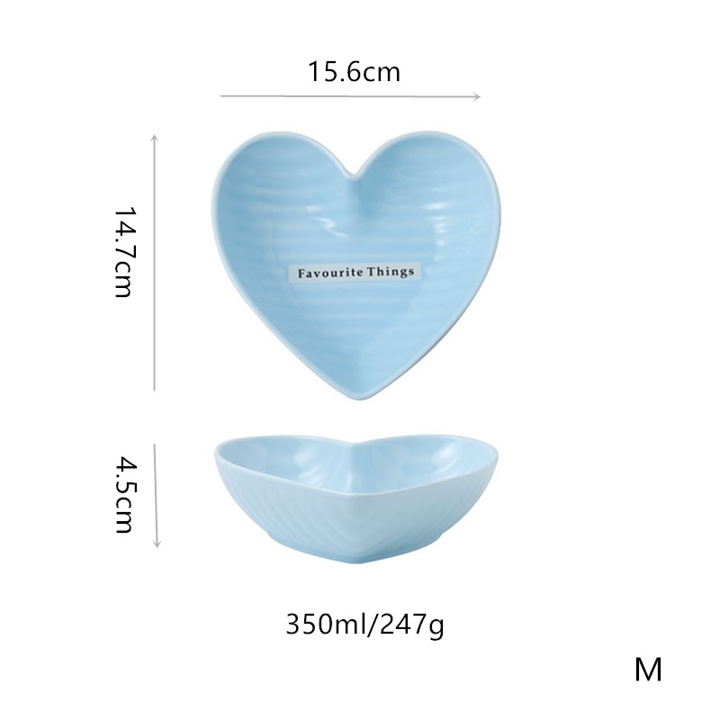 Jo life hjerteform skål valentinsdag romantisk keramisk dessert salat fad køkken ovn bordservice kage mad skål: Blå m