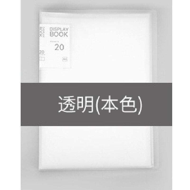 A4 Map 1Pc Candy Kleur Plastic Insert Transparante Data Boek Pp Multi-layer Losbladige Map Student Papier mappen: 40 page White