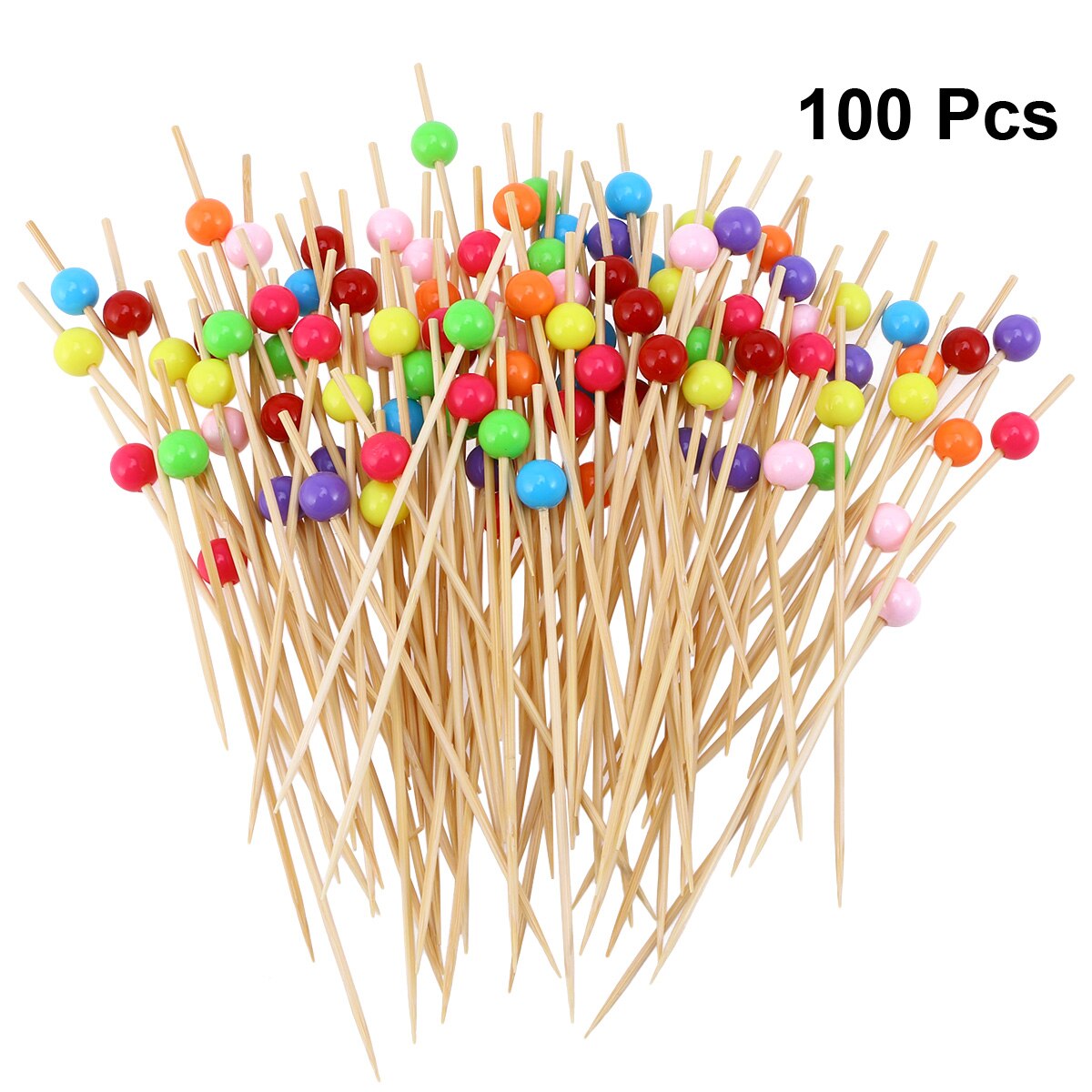100 Pcs 12 cm Cocktail Picks Kleurrijke Ronde Kralen Creatieve Handgemaakte Voorgerecht Fruit Picks Wegwerp Picks voor Wedding Party