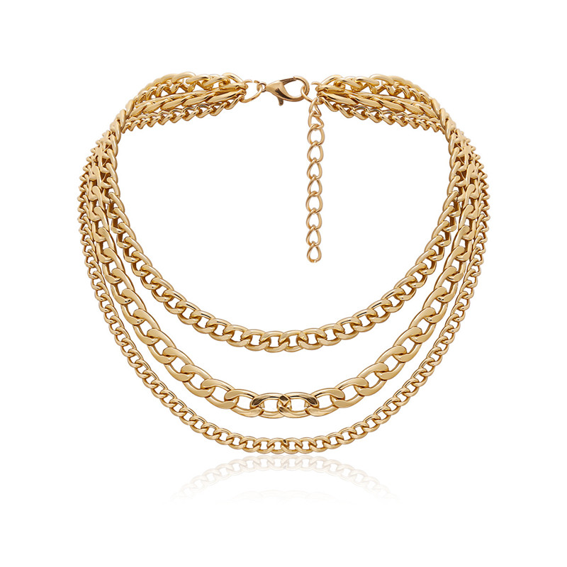 Multilayer Chunky Chain Choker Necklaces For Women Sweater Gold Necklace Kolye