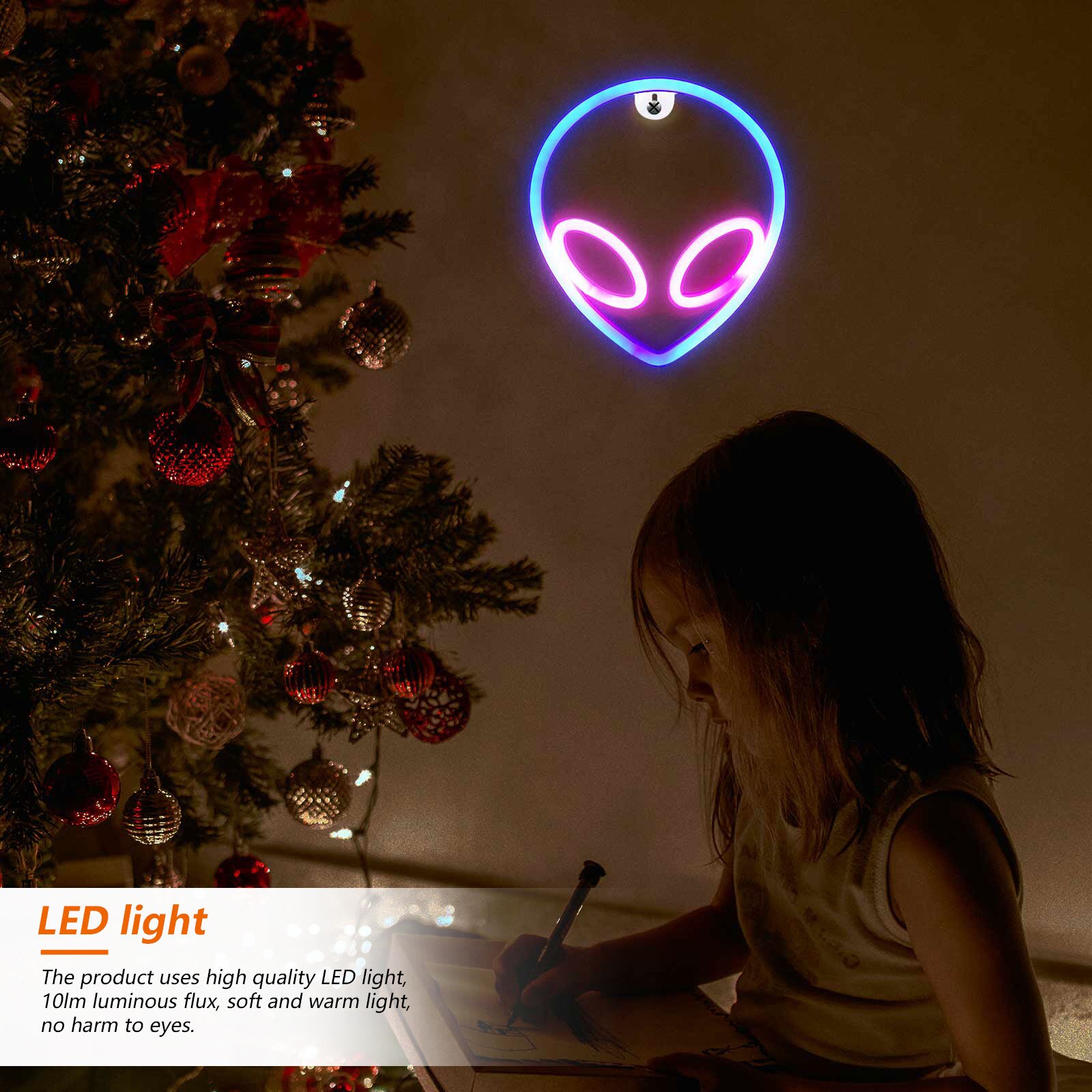 Creatieve Alien Gezicht Neon Teken Voor Thuis Kamer Decor Neon Muur Licht Kerst Art Bar Decoratie Usb Of Batterij power