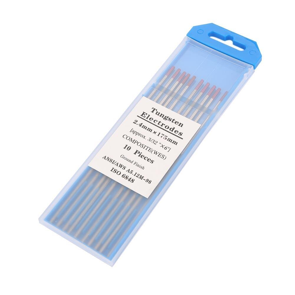 10 stk tig svejsning komposit wolfram elektroder 2.4 * 175mm/150mm ( wes lilla ) 10- pak wolfram elektrode