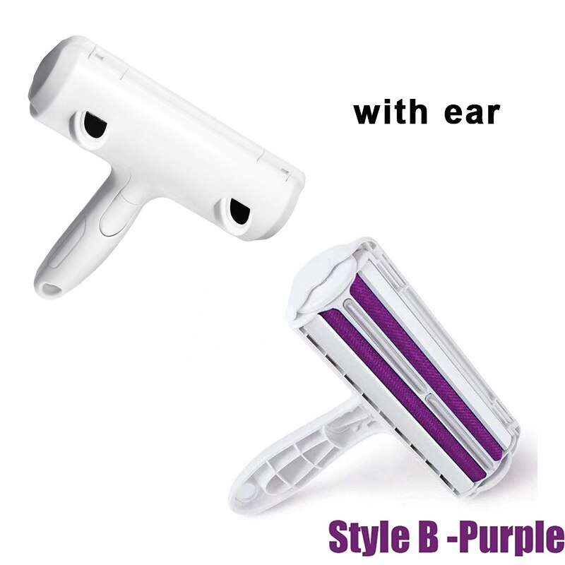 6 Kleur 2-Way Verwijderen Huisdier Haar Roller Hond Haar Remover Borstel Tapijt Borstel Kat Lint Steken Roller tapijt Cleaner Borstels: Purple with ear