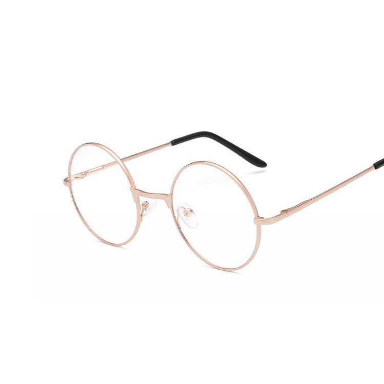 Vintage Transparent Women Glasses Metal Full Frame Optical Round Lens Glasses Female Clear Reading Plain Glasses Small: Gold