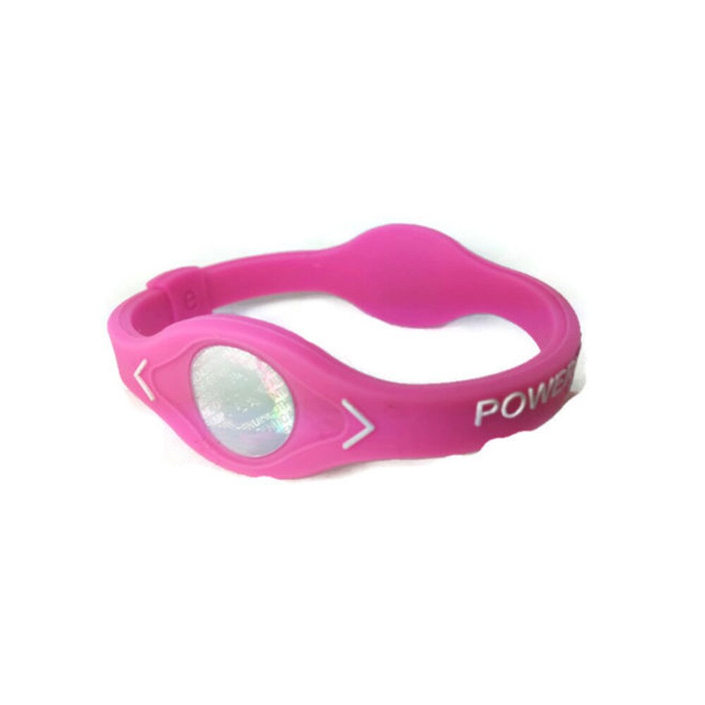 Negative Ion Silicone Power Energy Bracelet Sport Wristbands Balance Ion Magnetic Therapy Good Elasticity Durable #W5: Pink / XL