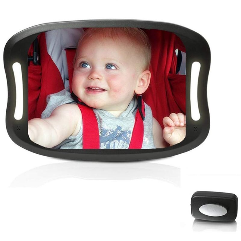 Espejo de coche para bebé con Control remoto, luz de noche Led suave, vista trasera para bebé en asiento trasero, Marco de seguridad a prueba de roturas, 360 Degr