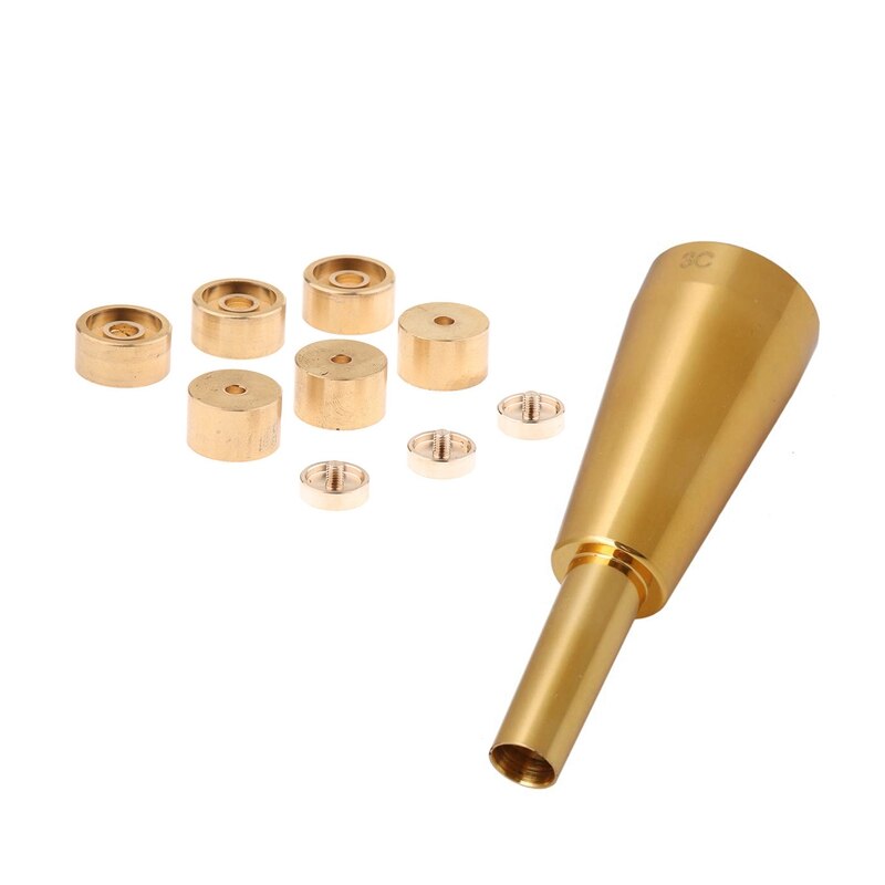 1 Set Trompet Klep Vinger Knoppen Trompet Onderdelen Voor Trompet-Golden &amp; 1X 3C Trompet Mondstuk Gold Meg Metalen trompet Voor Yamah