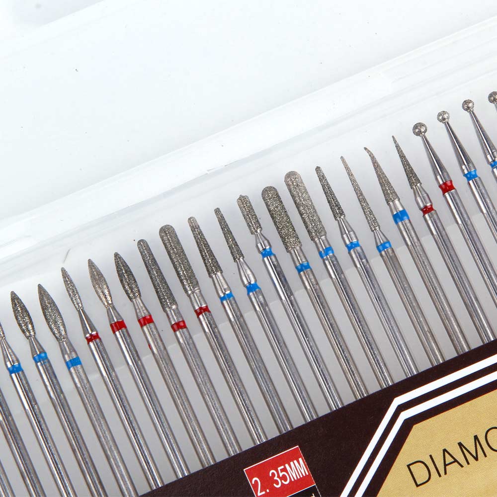 30pcs Diamond Nail Drill Bit Set Milling Cutter Rotary Burrs Clean Files for Electric Manicure Drills Accessories Pedicure Tools