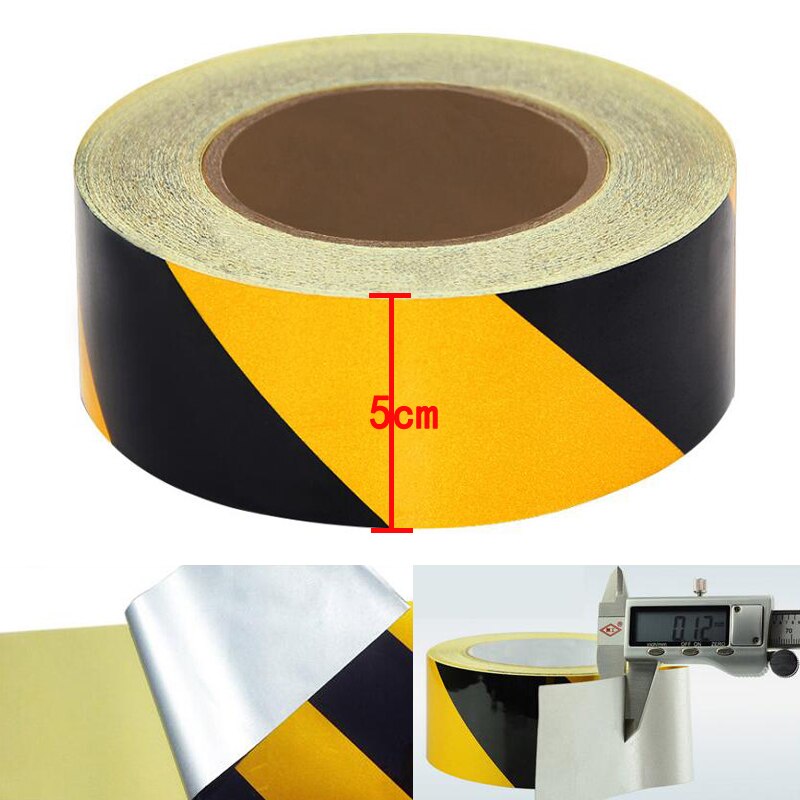 5 Cm Breedte Zelfklevende Reflecterende Sticker Waarschuwing Strip Decal Corrosiebestendigheid