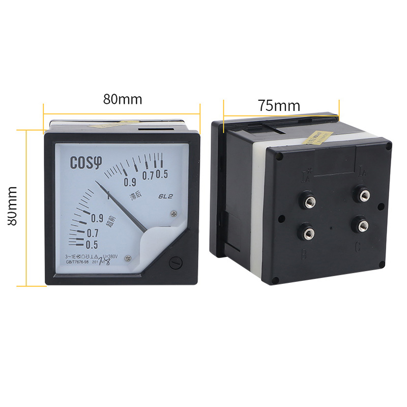 1Pcs 6L2 Ac Analoge Cos Power Factor Meter 5A 6L2-COS Panel Meter AC100V 220V 380V Elektrische Power factor Meter