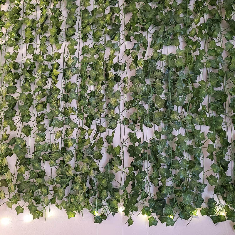 72 blade 2m grønne vinranker silke kunstig efeu hængende blad guirlande plante slyngplante blad boligindretning bryllup badeværelse havedekoration