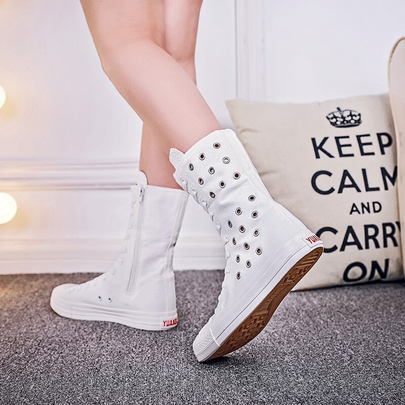 Swyivy kvinder vulkanisere lærred sko høj top nittehul åndbare kvindelige fritidssko cos play sneakers platform vulkanisere 43