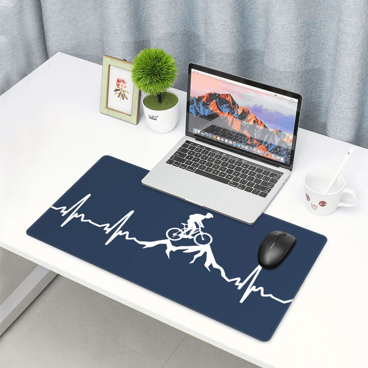 Mountain Bike Heartbeat MTB Dirt Bike Keyboard Desk Mat Mousepad Cycling Biking Cyclist Gaming Fabric Gamer Mouse pad