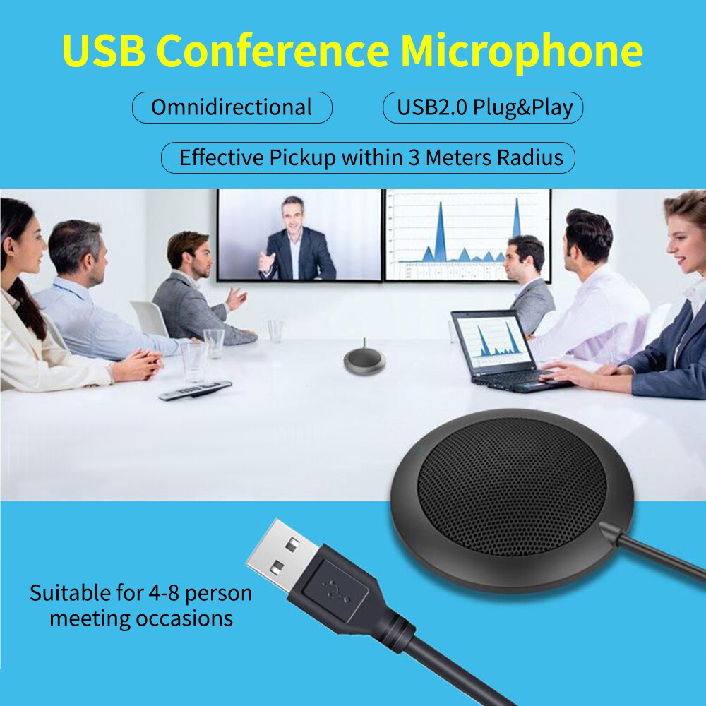 Desktop Usb Conferentie Microfoon 360 ° Omnidirectionele Microfoon Plug & Play Compatibel Met Windows/Mac Voor Computer Pc Laptop