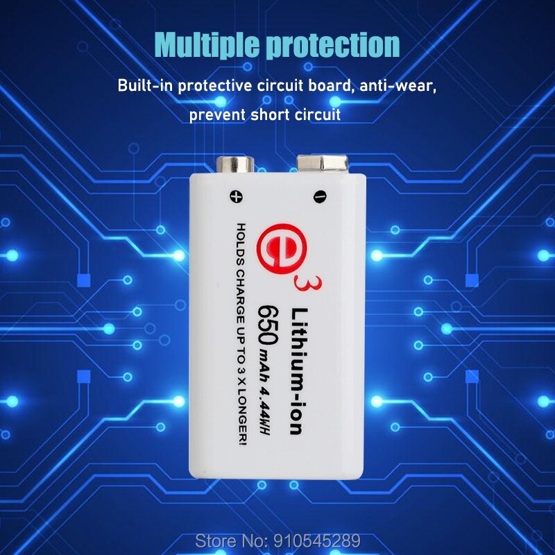 Soshine 6F22 650mAh 9V Li-ion Rechargeable Battery with Portable Battery Box for Multimeter / Wireless Microphone / Alarm