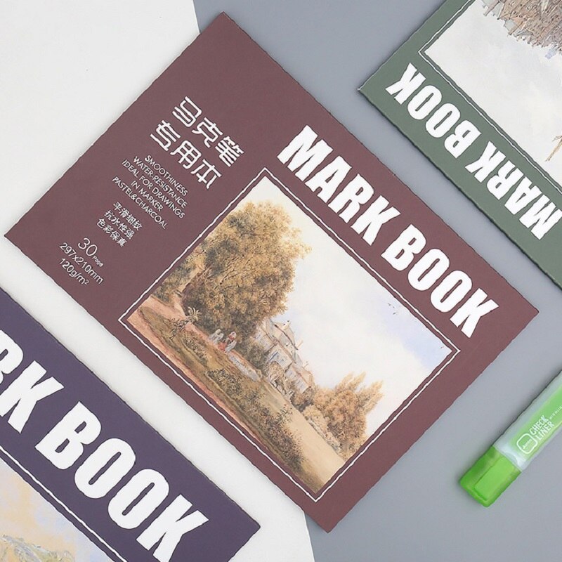 A3/A4 Mark Pen Paper With Hand-Painted Paper Coil / Tearable 30 Sheets Sketch Painting Book Paper School Stationery