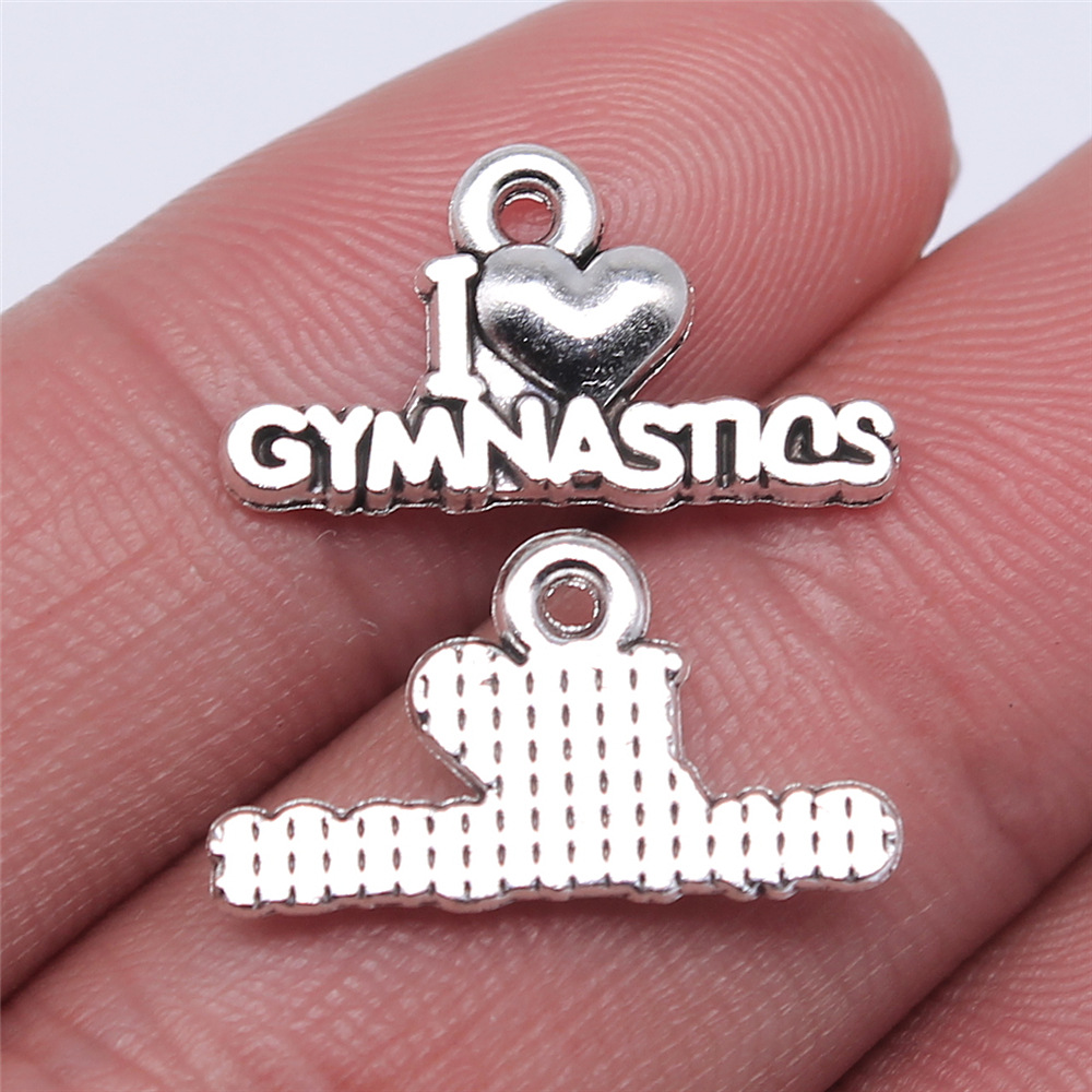 20 stks / partij Charms Gymnastiek Antiek Zilver Kleur Gymnastiek Charms Sieraden Bevindingen DIY Gym Charms Sport: B10672-20x11mm