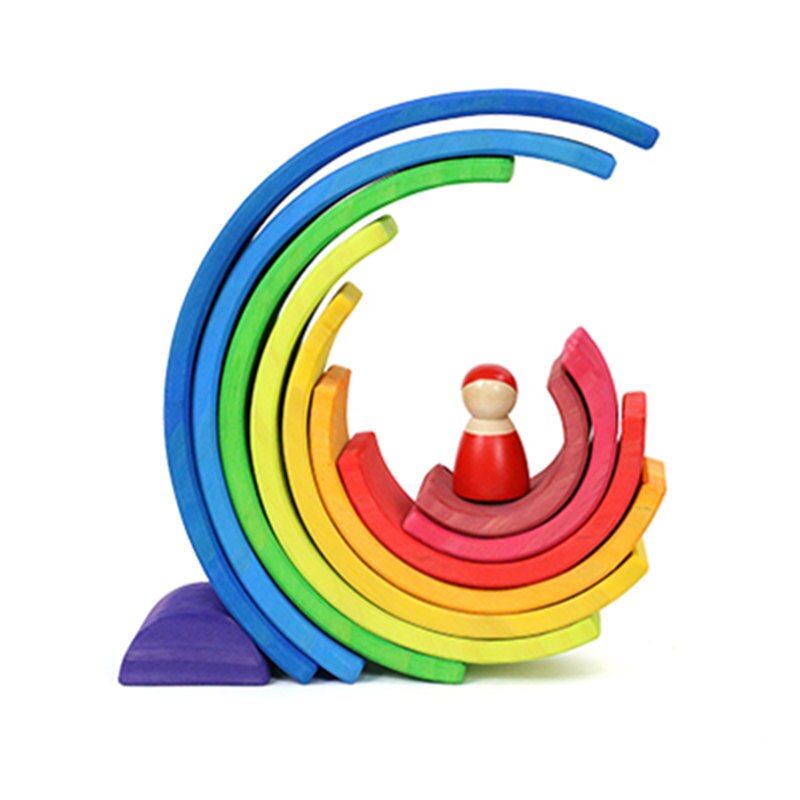 Dropshipping Grande Arcobaleno Blocchi/Semicerchio Blocchi Regalo Del Bambino Pegdolls Geometrica Giocattoli In Legno Per Bambini Istruzione