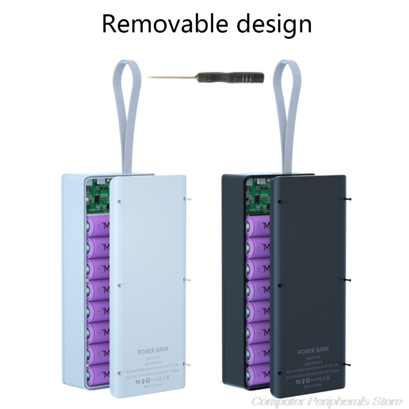 18650 Battery Case Detachable C16 LCD Display DIY 16x18650 Battery Case Power Bank Shell External Box M26 21