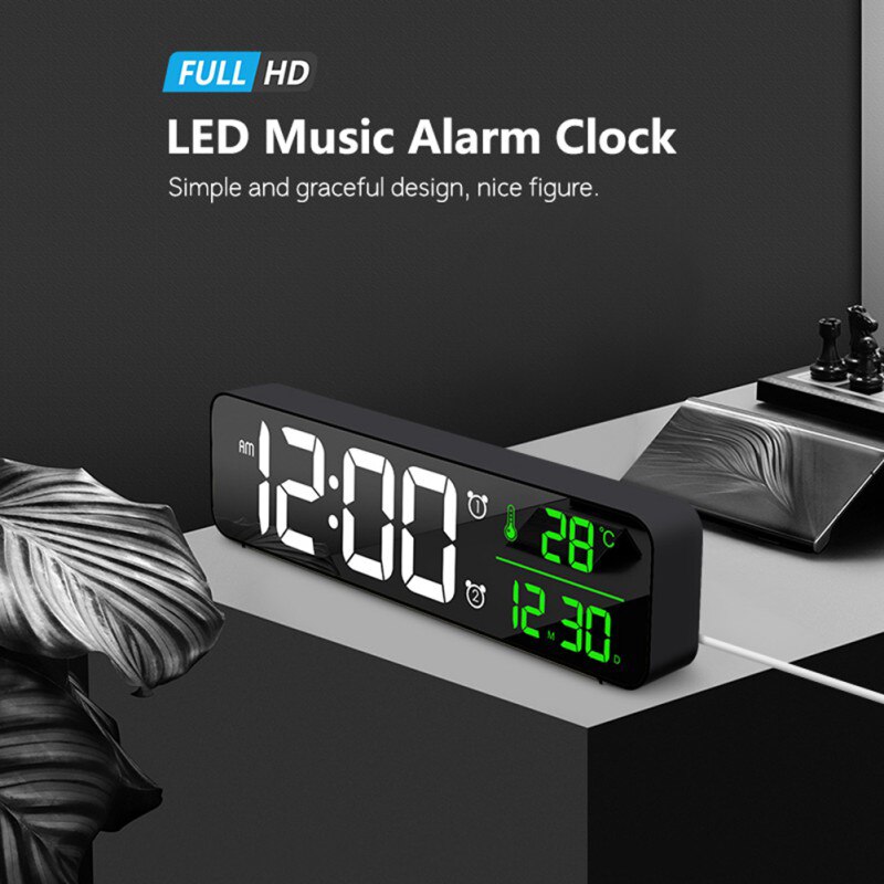 Living Room Digital Display LED Digital Perpetual Calendar Clock Luminous Silent Electronic Alarm Clock: Default Title