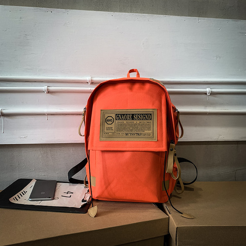 Retro Street Style Canvas Rugzak Mannelijke Mochila Schooltassen Voor Tieners Meisjes Laptop Rugzakken Eenvoudige Mode Rugzak: orange