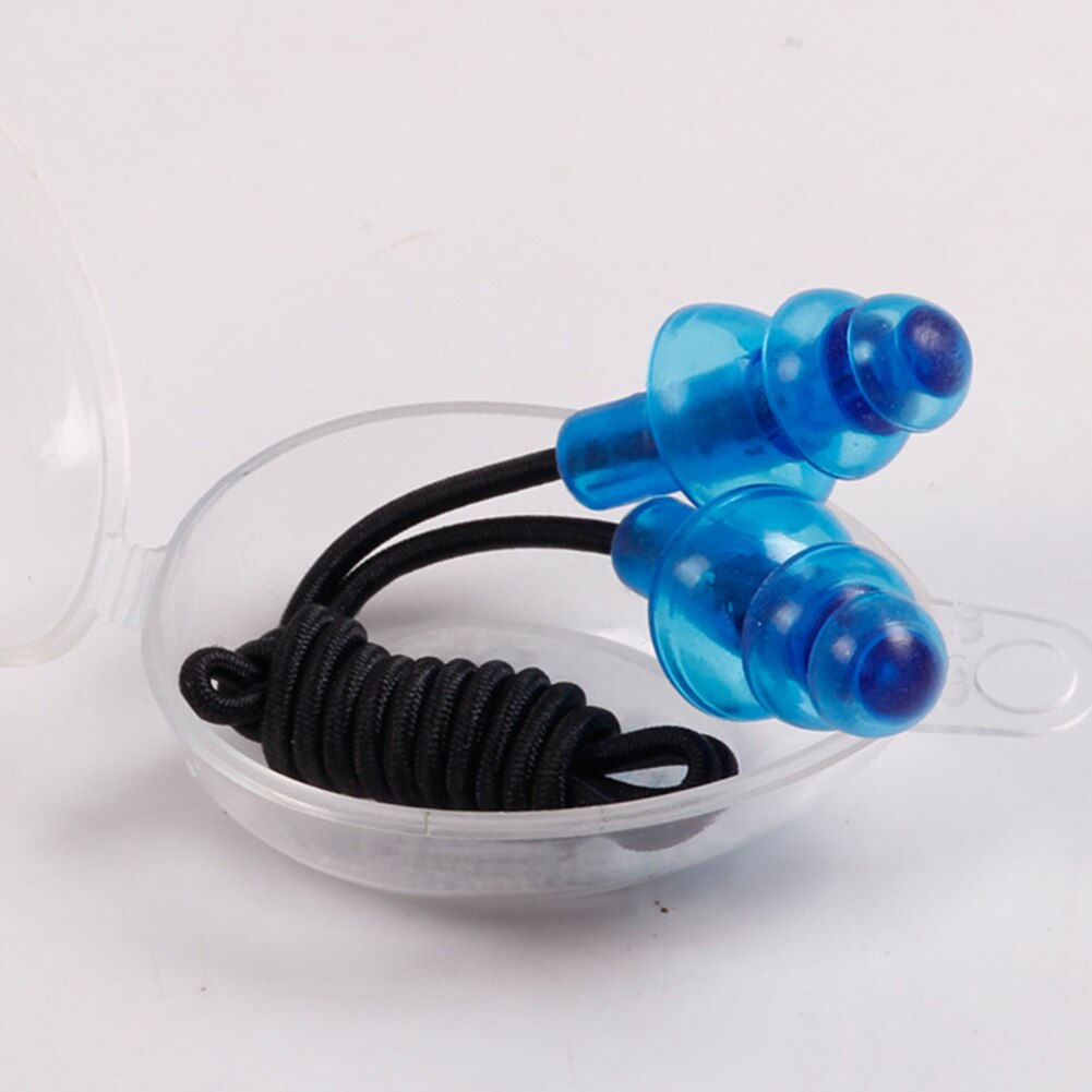 Elastische Rubber String Clear Siliconen Zwemmen Oordoppen Met Storage Case: Blauw