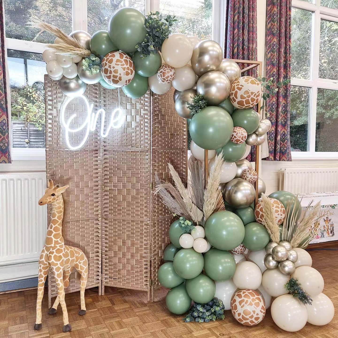Wild Dieren Ballon Toren met Gouden 1-9 Nummer Ballon voor Jongen Jungle Safari Verjaardagsfeestje Decoratie Bos Party Supply