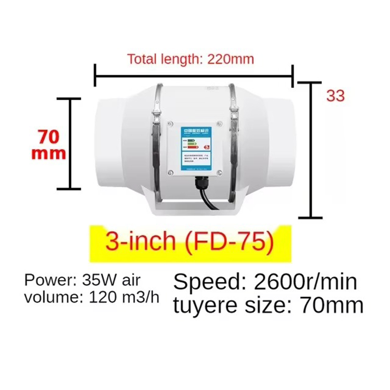 220 V leiser Kupfermotor, Belüftung, Abluftgebläse, hocheffizienter Abluft, Inline-Kanalventilator, Lüftungsschlitze: Burgunderrot