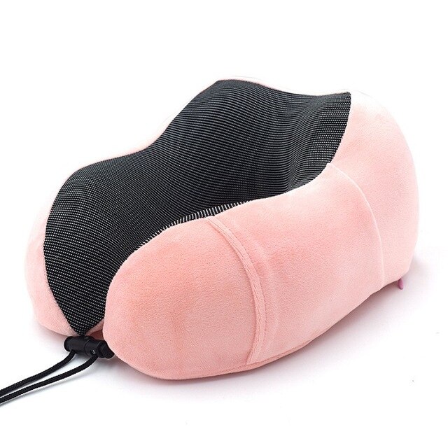 Travel Pillow Memory Foam Neck and Cervical Pillow for Airplane Car Office Napping Pillows U Shape Flight Head Chin Support Cush: pink