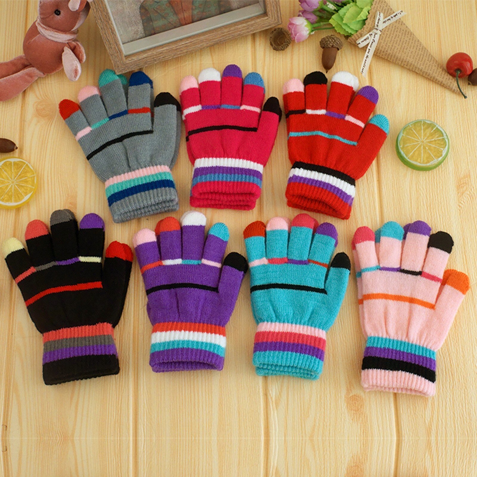 Spleißen Farbe Kaschmir Gestrickte Handschuhe freundlicher freundlicher Winter Warme Hand Handschuhe Touchscreen Volle Finger Handschuhe Guantes Invierno