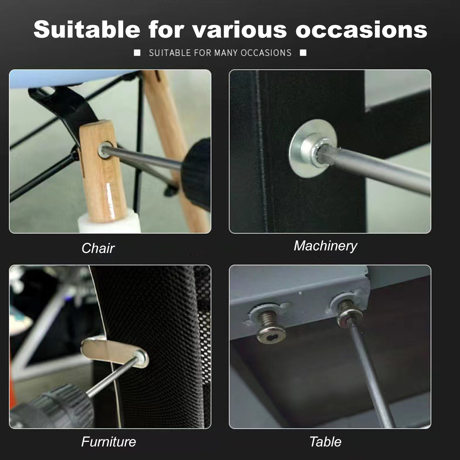 Juego de puntas de destornillador magnético métrico, llave Allen con cabeza de vástago hexagonal de 1/4 ", 8/10 Uds.