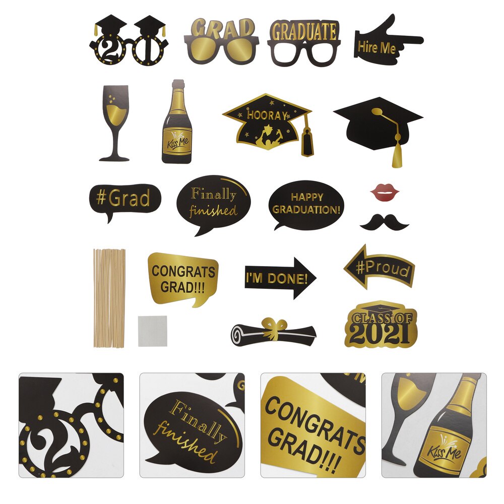18pcs 2021Graduation Party Shooting Props Party Photography Props Photo Supplies: Default Title