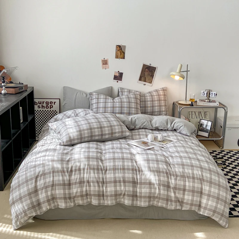 Housse de couette respectueuse de la peau, 4 pièces, housse de couette de Style écossais, housse de lit Double face, Wojельное белье, housse de couette pour la maison