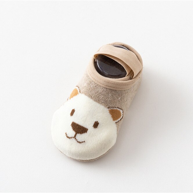 Autumn Cotton Children Floor Socks Baby Non-slip Bottom Baby Thin Socks Learn To Walk Socks Early Education Socks: Coffee bear / 18M