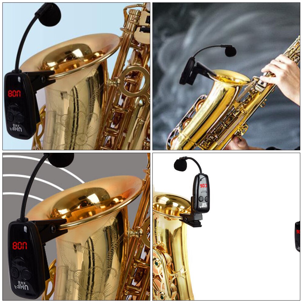 1 sæt instrument mikrofon led display kondensator instrument mikrofon til trompet trombone saxofon horn