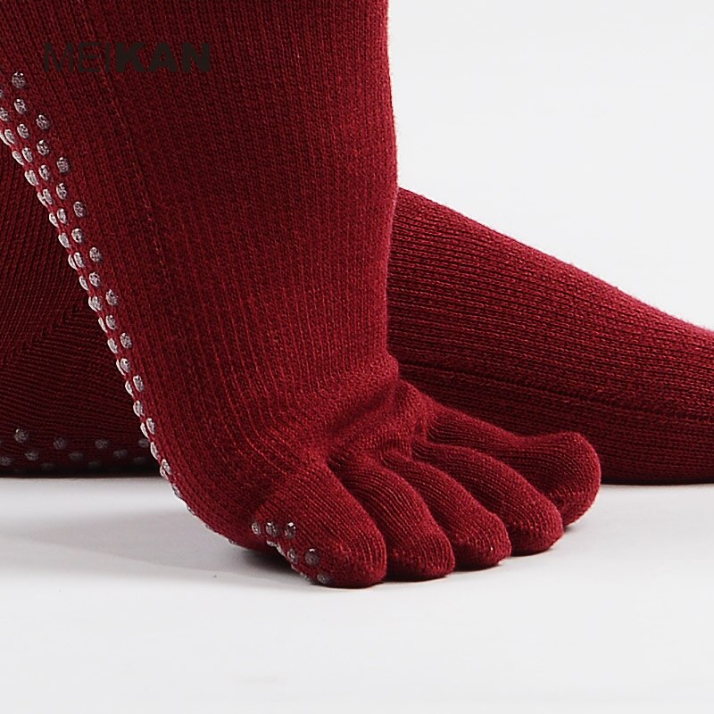 1 par/parti kvinder yoga sokker fem finger dans pilates anti slip gummi prikker sports sokker dame gym yoga tå sokker